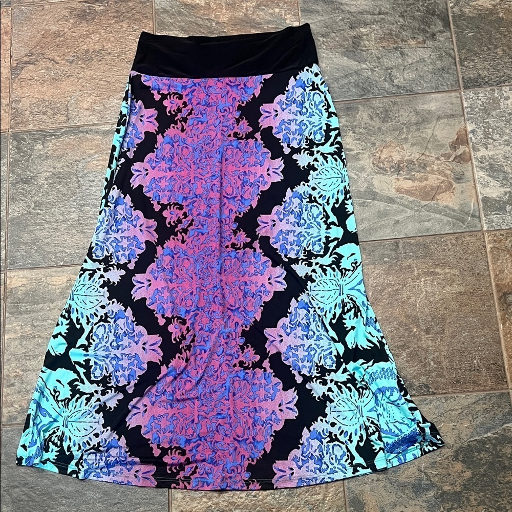 VENUS Vibrant Blue and Pink A-Line Skirt